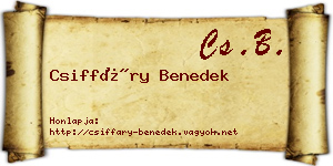 Csiffáry Benedek névjegykártya