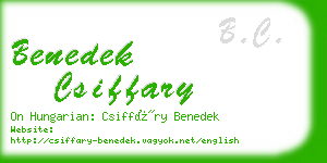 benedek csiffary business card